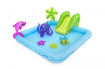 Piscina gonflabila  pentru copii   de joaca cu tobogan   239x206x86 cm Bestway  Fantastic Aquarium 