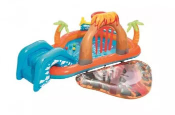 Piscina gonflabila pentru copii de joaca cu tobogan 265x265x104 cm Bestway Laguna Lava 