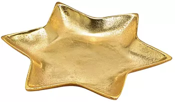 Platou metalic auriu stea 26 cm 