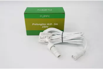 Prelungitor Flippy cauciuc 220 volti 5 metri fir alb 