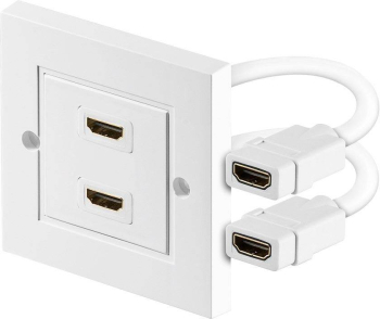 Priza de perete 2x HDMI ecranat alb Goobay 
