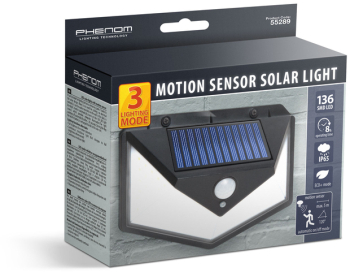Proiector solar cu senzor de miscare - perete - 136 LED 