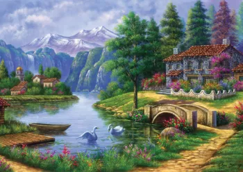 Puzzle 1500 piese - Village By Lake 