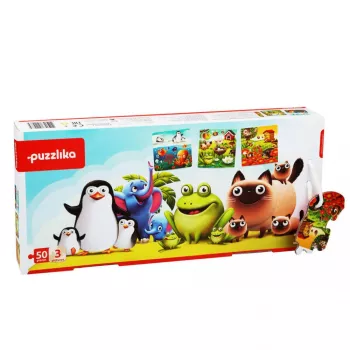 Puzzle 3 in 1 cubika animalutele preferate