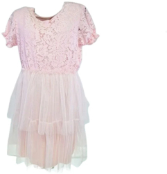 Rochie eleganta cu maneca scurta pentru fete Mini Junior MJ-04 Roz 