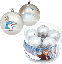 Set 10 globuri brad Craciun Frozen argintii 6 cm 