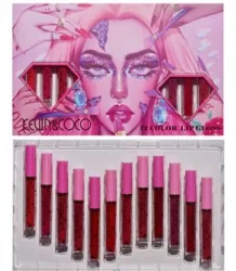 Set 12 Lip Gloss Kevin&Coco nuante de rosu si rose cutie dreptunghiulara 26.5x16.5x2.2 cm 200 g multicolor 