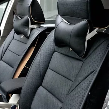 Set 2 perne pentru tetiere auto marca AMIO pentru sustinere gat din piele ecologica culoare NEGRU 