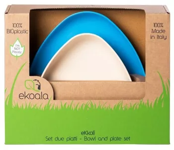 Set 2 farfurii ekoala bioplastic white/blue 