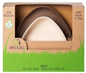 Set 2 farfurii ekoala bioplastic white/brown 