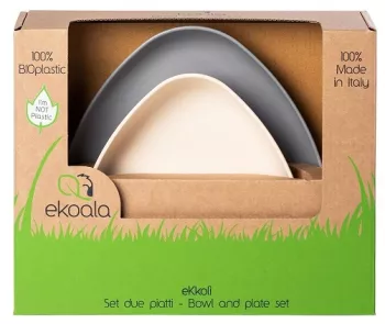 Set 2 farfurii ekoala bioplastic white/grey 