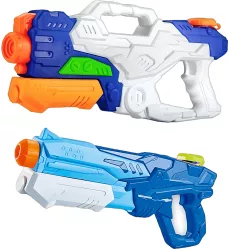 Set 2x Pistol cu Apa pentru Copii Rezervor Pentru Piscina/Plaja Flippy 6ani+ Alb/Albastru + Albastru 1000 ML + 600 ML 