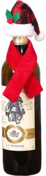Set 3 accesorii decorative pentru sticlele de vin tematica Craciun material textil/poliester multicolor 