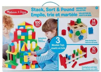 Set 3 jucarii clasice din lemn 