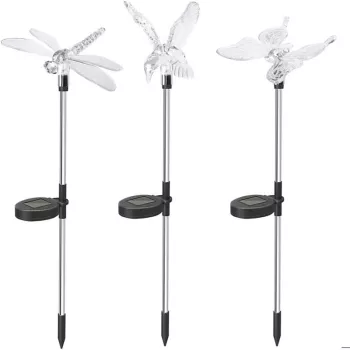 Set 3 Lampi Solare LED tip pasare-fluture-libelula Inaltime 43 cm Flippy Multicolor 