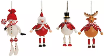 Set 4 ornamente de brad din lemn cu arc 