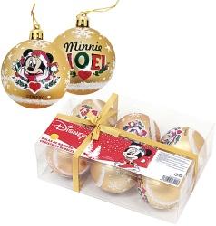 Set 6 Globuri aurii de Craciun Minnie Mouse 