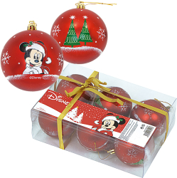 Set 6 Globuri brad Craciun Mickey Mouse 8 cm 