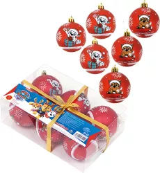 Set 6 Globuri brad Craciun Paw Patrol 8 cm 