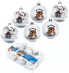Set 6 Globuri brad Craciun Paw Patrol argintii 