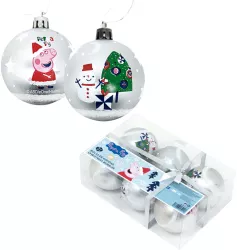 Set 6 Globuri brad Craciun Peppa Pig 8 cm 