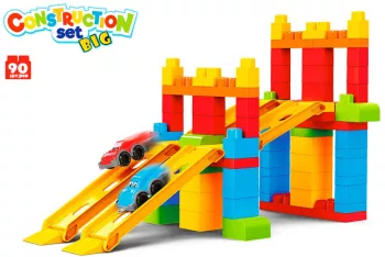 Set 90 de cuburi de constructie cu 2 masinute TechnoK 