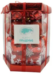 Set de 28 ornamente de brad Flippy de tip Glob Rosu din polistiren cu finisaj sclipitor cutie 18 cm adancime x 22 cm inaltime x 18 cm 
