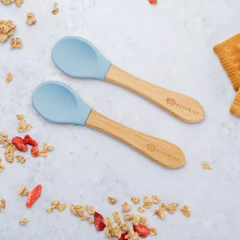 Set lingurite din bambus appekids - aqua blue