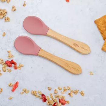 Set lingurite din bambus appekids - old rose