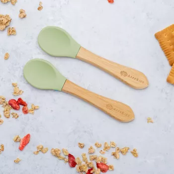 Set lingurite din bambus appekids - raw green 