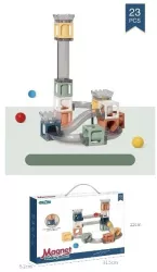 Set piese magnetice de constructie Flippy Cu tobogane si bile 23 piese Multicolor 