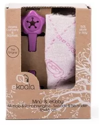 Set swaddle si suport de prindere baveta ekoala purple 
