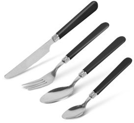 Set tacamuri cu suport - negru - 16 bucati - 32 7 x 19 5 x 4 7 cm