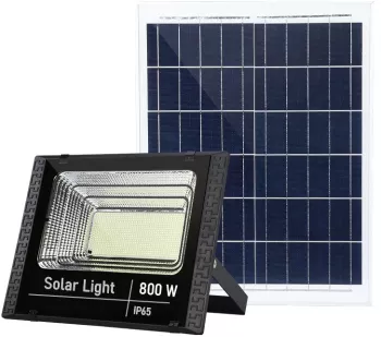 Proiector LED SMD 800W cu incarcare solara Flippy panou solar cu telecomanda suport prindere material ABS 14AH 1032 LED-uri 5 m cablu 