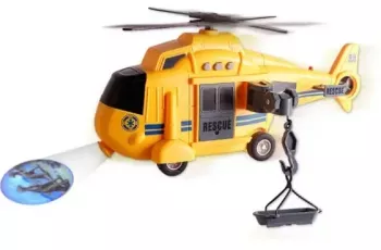 Elicopter de salvare cu sunete lumini si proiectie scara 1 20 galben 