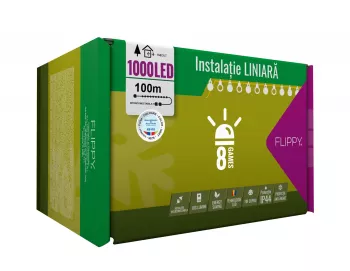 Instalatie Craciun 100 m 1000 Led-uri Liniara Rosu/Albastru/Rosu/Verde Flash Transformator Interconectabila Prelungitor 3 m inclus Fir 