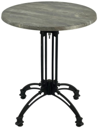 Masa bistro rotunda D60xh71cm Raki Old Pine blat werzalit si baza retro din aluminiu 