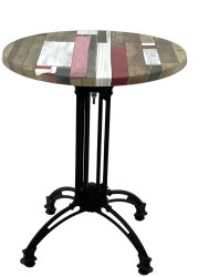 Masa bistro rotunda D60xh71cm Raki Redden Wood blat werzalit si baza retro din aluminiu 