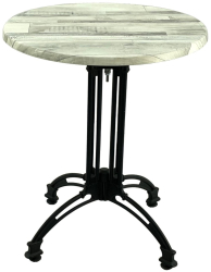 Masa bistro rotunda D60xh71cm Raki White Block blat werzalit si baza retro din aluminiu 