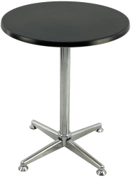 Masa bistro rotunda D60xh74cm Raki Black blat werzalit si picior metalic cromat 
