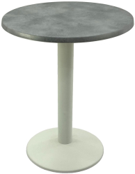 Masa bistro rotunda D60xh74cm Raki Copperfield blat werzalit si baza din metal alba 