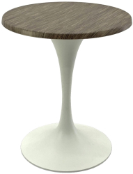 Masa bistro rotunda D60xh74cm Raki Dark Seagrass blat werzalit si baza metalica alba 