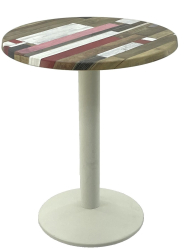 Masa bistro rotunda D60xh74cm Raki Redden Wood blat werzalit si baza din metal alba 