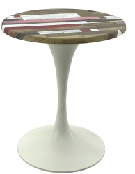Masa bistro rotunda D60xh74cm Raki Redden Wood blat werzalit si baza metalica alba 