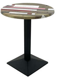 Masa bistro rotunda D60xh74cm Raki Redden Wood blat werzalit si baza metalica neagra 