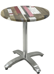 Masa bistro rotunda D60xh74cm Raki Redden Wood blat werzalit si picior din aluminiu 