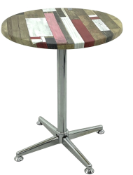 Masa bistro rotunda D60xh74cm Raki Redden Wood blat werzalit si picior metalic cromat 