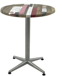 Masa bistro rotunda D60xh74cm Raki Redden Wood blat werzalit si picior metalic gri 