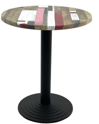 Masa bistro rotunda D60xh74cm Raki Redden Wood blat werzalit si picior metalic negru 