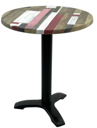 Masa bistro rotunda D60xh74cm Raki Redden Wood blat werzalit si picior negru din metal 